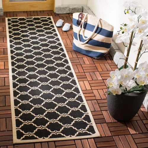 Vista 24 de SAFAVIEH Alfombra lavable al aire libre Courtyard Collection - 9 x 12 pies, beige y terracota, no desprende pelusa y fácil limpieza, ideal