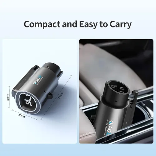 Vista 6 de QIAO - Adaptador Tesla a J1772, máximo 80 A 250 V CA, plateado nacs a j1772 para carga eficiente de vehículos eléctricos de nivel 2, compatible