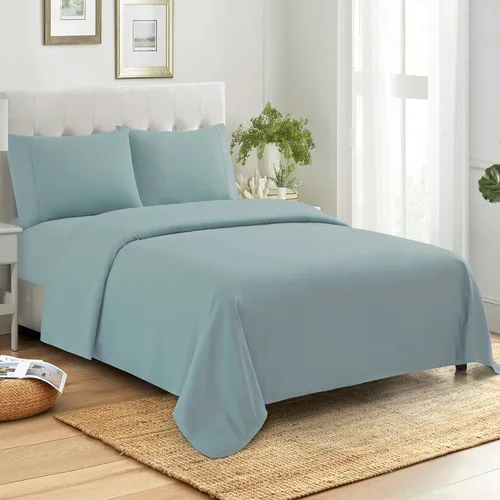 Vista 9 de Sábanas de tamaño King 100% algodón, hechas en Egipto, suaves de 400 hilos para colchón de cama de tamaño King, juego de sábanas y fundas de Gris