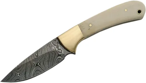 Vista 3 de Rite Edge SZCO - Cuchillo skinner de 7 pulgadas, cuchillo de caza con mango de hueso, hoja de acero de damasco y funda, cuchillo de bolsillo