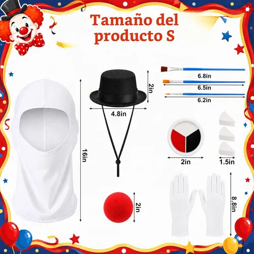 Vista 2 de Paquete de 5 unidades de payaso aterrador para adultos, payaso asesino