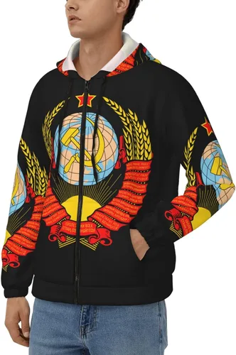 Vista 3 de Escudo de armas de la Unión Soviética Sudaderas hombres mujer sudadera con cremallera completa Sudadera con capucha