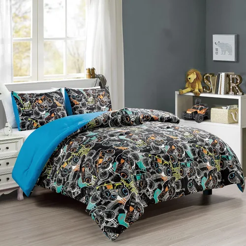 Vista 21 de Chezmoi Collection Juego de ropa de cama de 3 piezas para niñas, color blanco y negro, tamaño individual, juego de edredón de microfibra con Panda