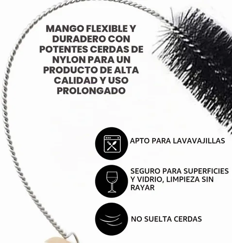 Vista 3 de Juego de cepillos de limpieza de tubos de 10 pulgadas, paquete de 5 cepillos pequeños de nailon extra largos con asas flexibles para botellas Negro
