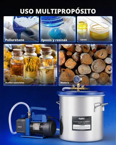 Vista 2 de OMT 5 Gal Vacuum Chamber & 3.5 CFM Pump Kit for Resin Degas, Blue Azul