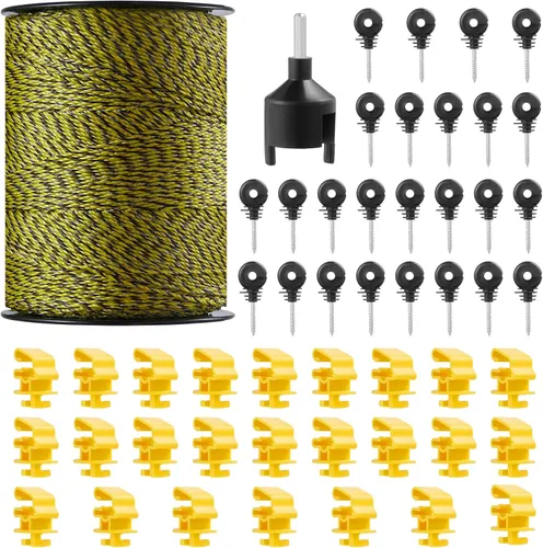 Vista 11 de VEVOR - Alambre para valla eléctrica, 1000 pies 305 m portátil de polialambre, 1/4" de diámetro con 2 hebras de cobre para una conductividad