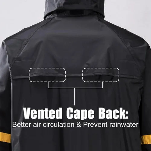 Vista 4 de Classic Long Rain Coats for Men, Hooded Raincoats Rain Gear for Waterproof Work, Breathable, Rain Jacket Poncho