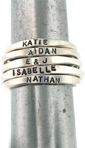 Vista 5 de By Hannah Design Teeny Tiny Stacking Sterling Silver Ring Personalized Ring