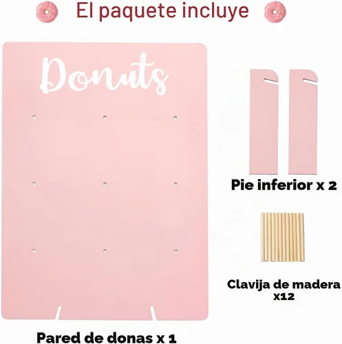 Vista 5 de Soporte de donas para fiesta, tablero de exhibición de madera con capacidad