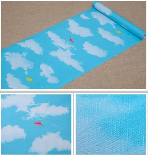 Vista 3 de PoetryHome - Papel de contacto autoadhesivo azul cielo para paredes, papel de pared para guardería, habitación de niños, dormitorio 17.7x117 pulgadas