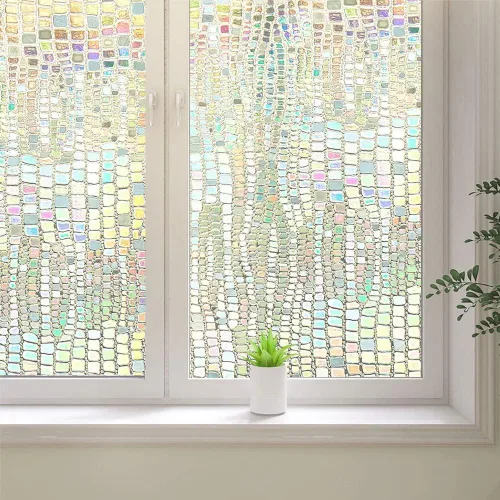 Vista 8 de Película 3D para ventana de arco iris, película de privacidad esmerilada para ventana, calcomanías decorativas de vinilo para ventana