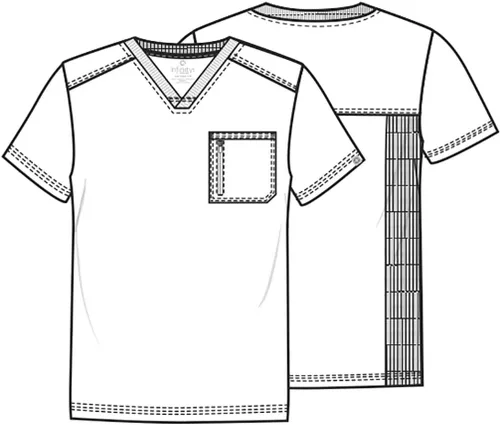 Vista 7 de Cherokee Infinity - Camisa quirúrgica para hombre, color sólido, con cuello en V