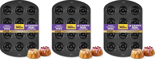 Vista 11 de Wilton Mini bandeja de tubo acanalada antiadherente dorada, hecha sin PFAS
