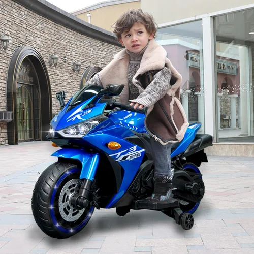 Vista 3 de TAMCO - Motocicleta para niños, motocicleta de 12 V con carreras de mano, freno de pie, rueda ligera, juguetes para niños, bicicleta eléctrica
