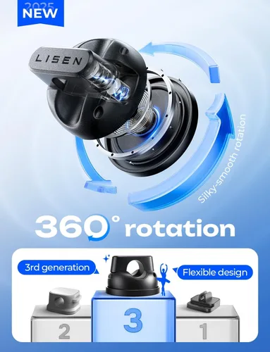 Vista 2 de LISEN - Paquete de 6 soportes giratorios para cables para mesita de noche, clips magnéticos giratorios de 360°, organizador de cable adhesivo fuerte