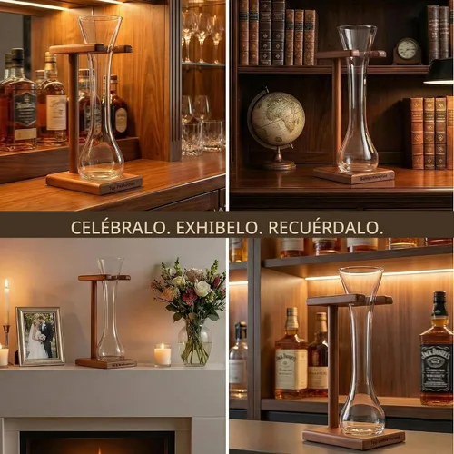 Vista 5 de Bey-Berk Vaso de cerveza personalizado con soporte de madera, vaso de cerveza largo de 12 onzas y base de madera maciza grabable