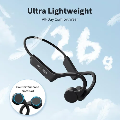 Vista 3 de PSIER Auriculares de conducción ósea, auriculares Bluetooth 5.4 de oreja abierta, auriculares de conducción ósea de 10 horas con micrófono, IPX6