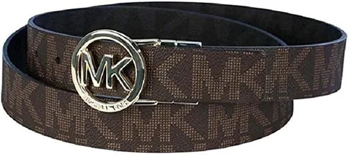 Vista 5 de Michael Kors Cinturón reversible para mujer, blancomarrón, hebilla dorada Mk, BlancoMarrón