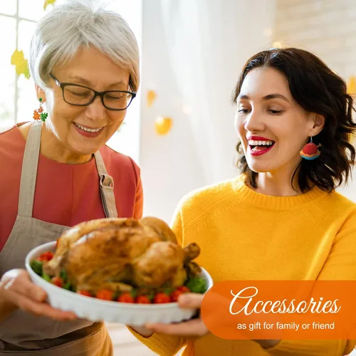Vista 5 de 12 pares de aretes de Acción de Gracias a granel para otoño, calabaza, pavo, aretes colgantes para Acción de Gracias, otoño, joyería para mujeres