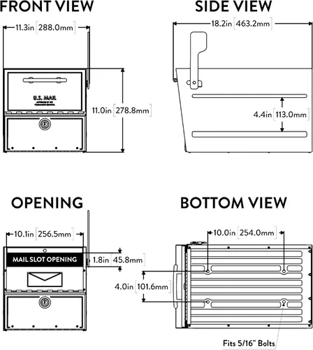 Vista 9 de Architectural Mailboxes Oasis® Eclipse™ Buzón Seguro con Cerradura Aprobado por USPS, Resistente, Anti-Robo de Acero Montado en Poste para Exterior