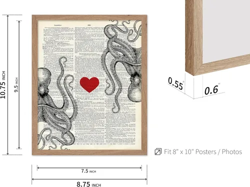 Vista 3 de Poster Master Póster de pulpo para parejas, póster de diccionario, arte Kraken, regalo romántico para él, ella, amantes, decoración náutica