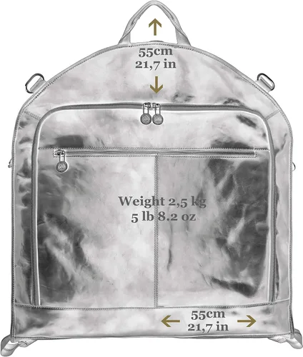 Vista 6 de Time Resistance Bolsa de ropa de cuero Traje Duffel Slim Maleta de mano Vestido Bolsa de protección Marrón