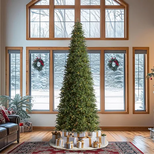 Vista 14 de Glitzhome Árbol de Navidad preiluminado, abeto artificial realista de 7.5 pies con 1,668 puntas y 680 luces centelleantes C3, 10 funciones de Aspen