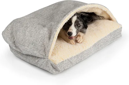 Vista 24 de Snoozer Pet Products Cama de lujo para perros estilo cueva rectangular con microserraje, pequeña, antracita