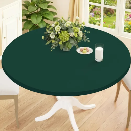 Vista 16 de Smiry Mantel Redondo de Spandex, Manteles Elásticos Ajustados Lavables para Mesas de 18"-24", Cubierta de Mesa de Pícnic Elástica Impermeable