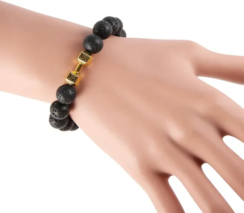 Vista 3 de STWTR Pulsera de cuentas para hombre y mujer, esqueleto humano de 0.394in, roca volcánica, ansiedad, pulsera de yoga para niños, Piedra de lava, n