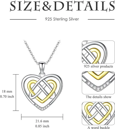 Vista 3 de LWXIE Diamond Heart Necklace 925 Sterling Silver Sea Turtle Flamingo Fox Rose Flower Mushroom Frog Teddy Bear Gymnast Butterfly Feet Three Hearts