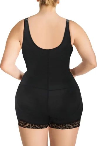 Vista 4 de Faja moldeadora de cuerpo para mujer (negro) - Body sin costuras - Cierre de cremallera muslo adelgazante moldeador de cuerpo (S - 10XL)