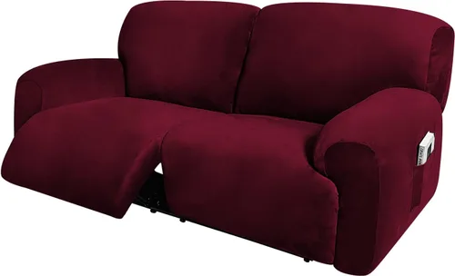 Vista 16 de ULTICOR Funda para sofá biplaza reclinable, extra ancha de 70 a 92 pulgadas, fundas de sofá reclinable elásticas de terciopelo de 6 piezas, funda