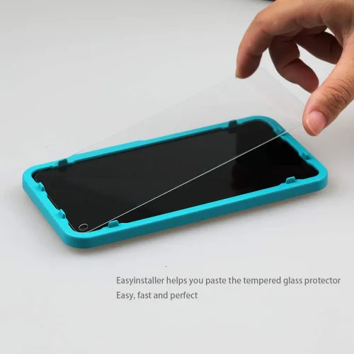 Vista 3 de Ibywind Protector de pantalla para Redmi Note 9, con 2 piezas de vidrio templado, 1 protector de lente de cámara, 1 película de fibra de carbono