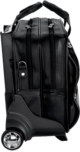 Vista 2 de McKleinUSA, P Series, Franklin, cuero vacuno de grano superior, cuero de 17 pulgadas, maletín para portátil con ruedas desmontables, color negro
