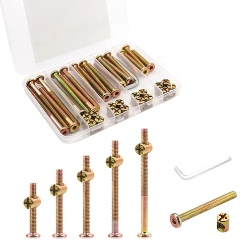 Vista 9 de Kit de Reemplazo de Tornillos y Accesorios para Cunas - Juego de 20 Pernos para Marco de Cama Infantil y Tuercas de Barril, Tornillos de Cabeza