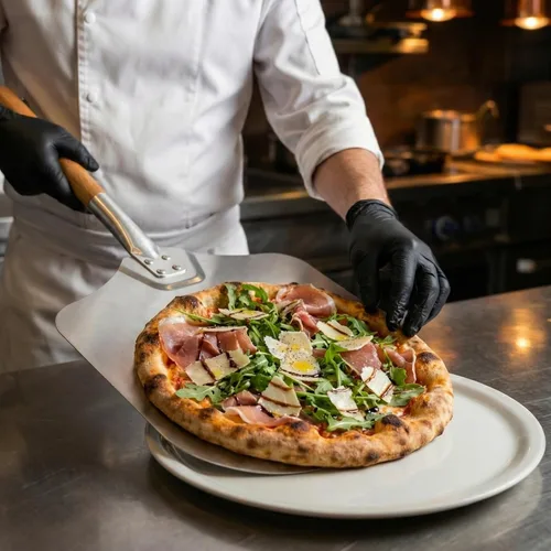 Vista 5 de Restaurantware Met Lux - Pala de pizza de 14 x 12 pulgadas, 1 pala de pizza duradera, con mango de madera para hornos domésticos o comerciales