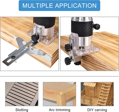 Vista 5 de Elevon Enrutador de madera, fresado laminado, grabado, máquina de mano, herramienta de carpintería, recortadora eléctrica, enrutador de palma