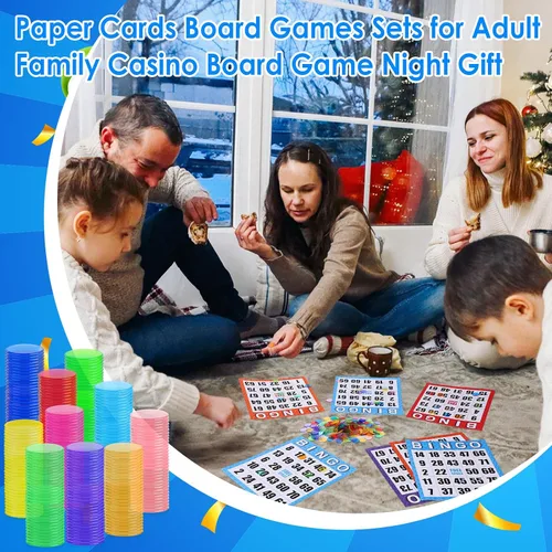 Vista 6 de Eersida Paquete de 1100 tarjetas de juego de bingo jumbo con fichas de bingo para personas mayores, 1000 fichas de puntuación transparentes, 8 x 9