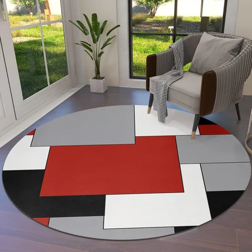 Vista 13 de Alfombra abstracta rosa y gris de San Valentín de 2 x 3 pies, alfombra estética geométrica moderna, antideslizante, rectangular, lavable