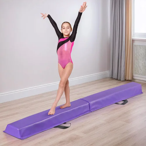 Vista 2 de Haz de equilibrio de 6 pies/9 pies para niños, haz de gimnasia plegable para el hogar, equipo de gimnasia plegable para niños y adultos, base