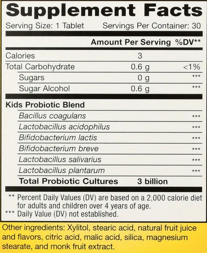 Vista 3 de Renew Life Kids Probióticos masticables, apoya la salud digestiva e inmune, prebióticos y probióticos, frambuesa, 30 tabletas masticables