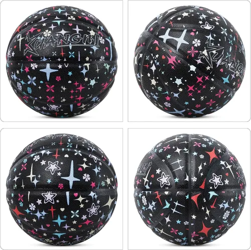 Vista 6 de Kuangmi Serie Rosa Balón de Baloncesto, Diseño Premium Estampado para Rendimiento Callejero, Tamaño Oficial para Hombres 7 de 29.5 Pulgadas