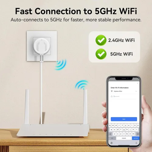 Vista 5 de Enchufe inteligente 5GHz, Enchufe inteligente EIGHTREE compatible con Alexa y Google Home, compatible con WiFi de 5GHz y 2.4GHz, Enchufe inteligente