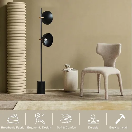 Vista 5 de Sillones decorativos tapizados beige con respaldo curvado minimalista moderno de 2 piezas Diseño ergonómico para sala de estar, estudio