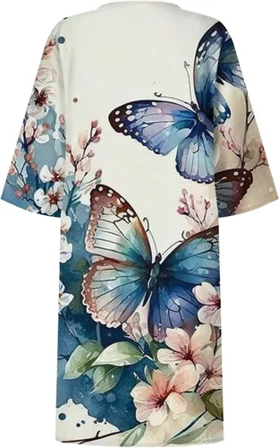 Vista 4 de Vestidos de cóctel para mujer 2023 2024 Vestido midi floral con bloques de Color Vestido de algodón con estampado