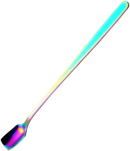 Vista 12 de COMIART - Cucharas de té helado de mango largo para mezclar, 6.7 pulgadas, cabeza cuadrada, cucharaditas de café, cucharas de cóctel, ideal para uso