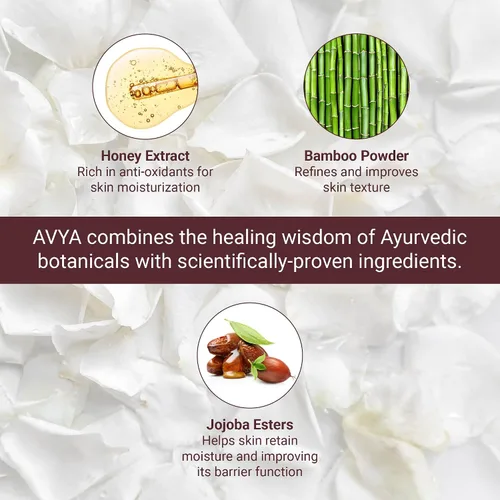 Vista 4 de AVYA Honey + Amber Exfoliating Scrub (tamaño de viaje, 1 onza líquida), limpieza profunda con poder antioxidante de miel y bambú para una textura