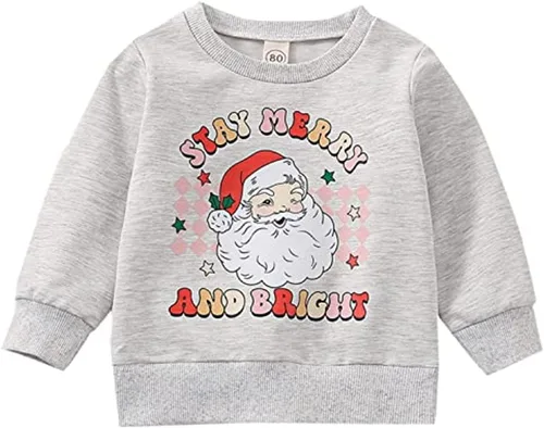 Vista 11 de Conjunto de Navidad para Niña Pequeña Bebé Sudadera Rosa de Manga Larga con Cuello Redondo Pullover Camisa de Navidad de Papá Noel Tops Ropa