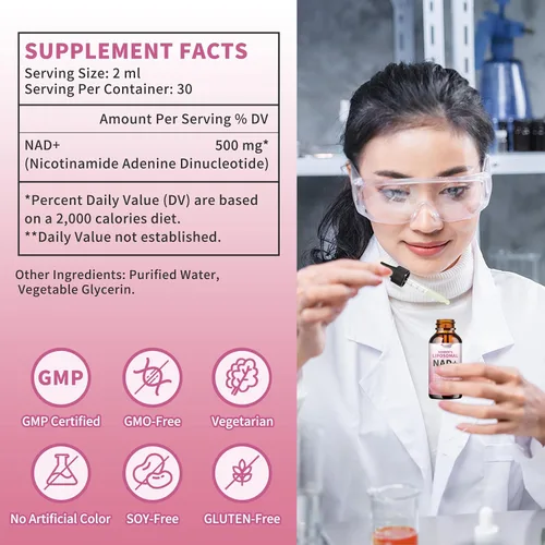 Vista 7 de Wanish Suplemento líquido liposomal NAD para mujeres, nicotinamida pura de 500 mg NAD, regeneración celular, apoyo energético y metabolismo, vegano